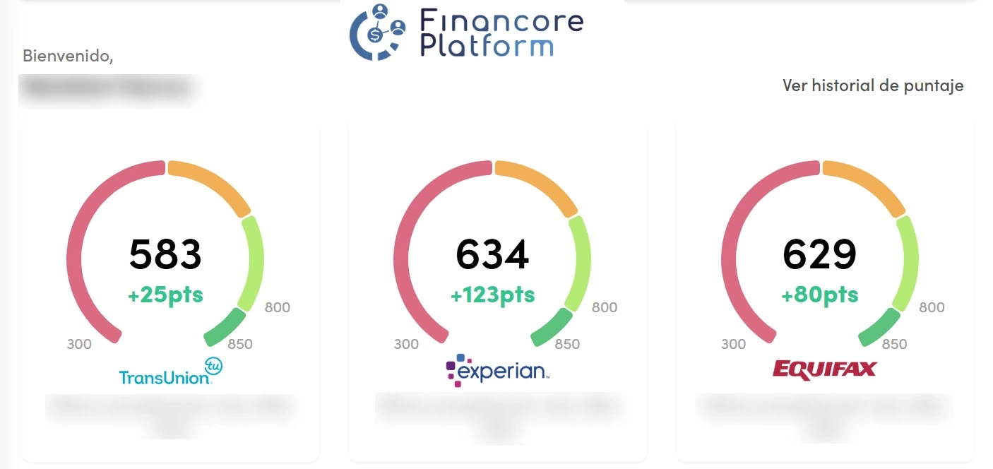Antes — Scores 583 / 634 / 629 con +25 / +123 / +80 puntos iniciales